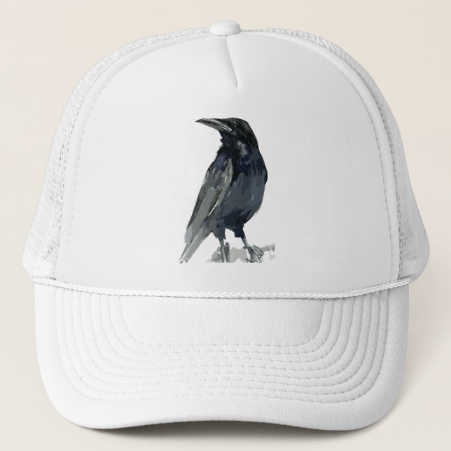 Gorra De Camionero Ilustración Misteriosa de Cuervo (Anverso)
