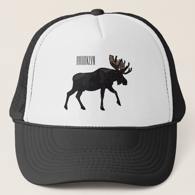 Gorra De Camionero Ilustracion Moose personalizado (Anverso)
