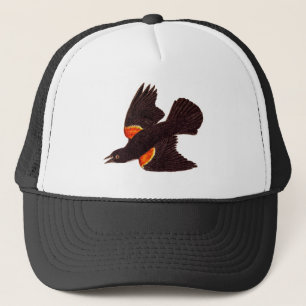 Gorra De Camionero Ilustracion negro de alas rojas del pájaro de los