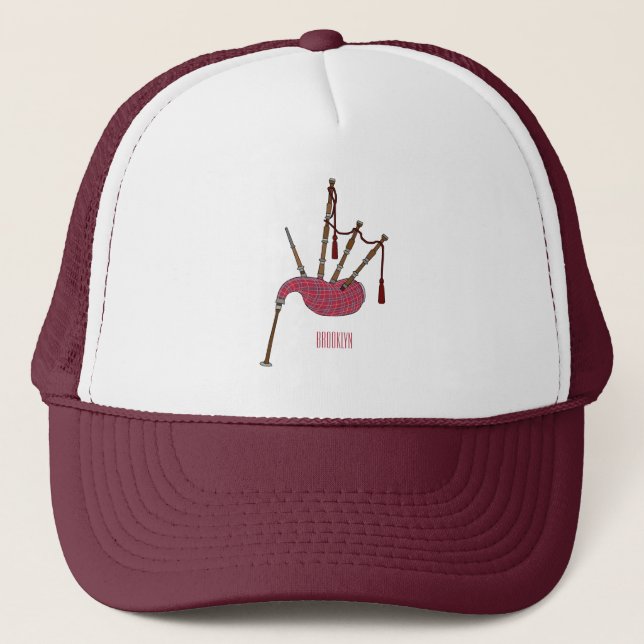 Gorra De Camionero Ilustracion personalizado Bagpipes (Anverso)