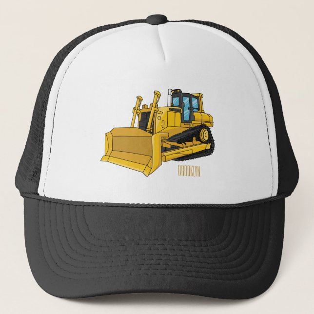 Gorra De Camionero Ilustracion personalizado Bulldozer (Anverso)