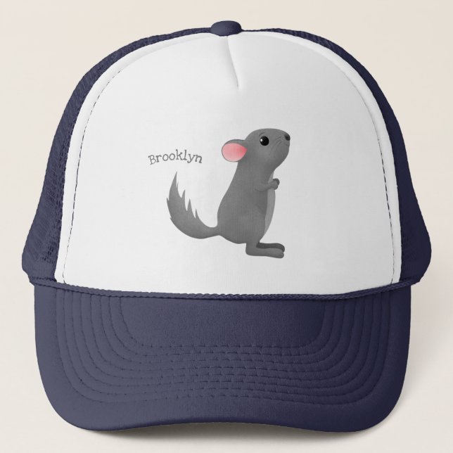 Gorra De Camionero Ilustracion personalizado chinchilla gris suave (Anverso)