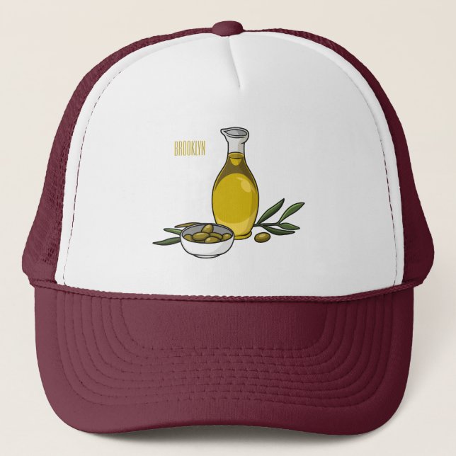 Gorra De Camionero Ilustracion personalizado de aceite de oliva (Anverso)