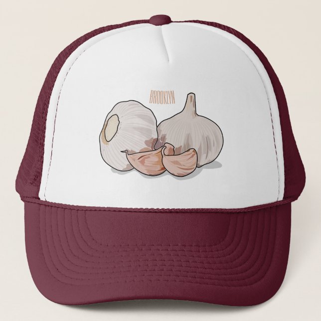 Gorra De Camionero Ilustracion personalizado de ajo (Anverso)