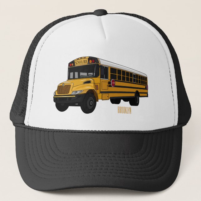 Gorra De Camionero Ilustracion personalizado de autobús escolar (Anverso)