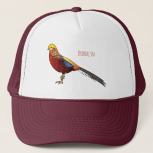 Gorra De Camionero Ilustracion personalizado de aves de faisán dorado