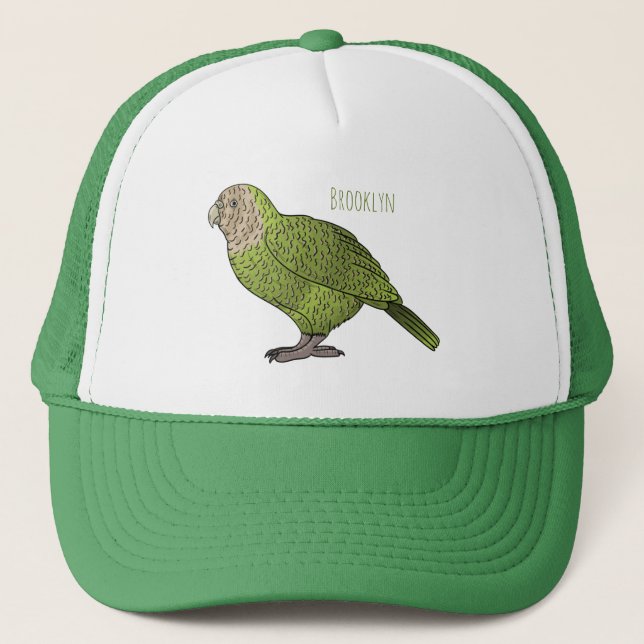 Gorra De Camionero Ilustracion personalizado de aves Kakapo (Anverso)