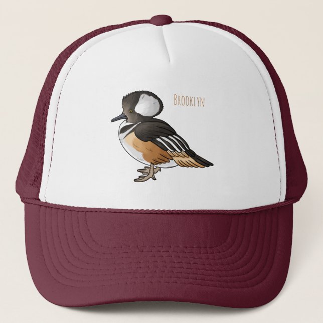 Gorra De Camionero Ilustracion personalizado de aves merganser con ca (Anverso)