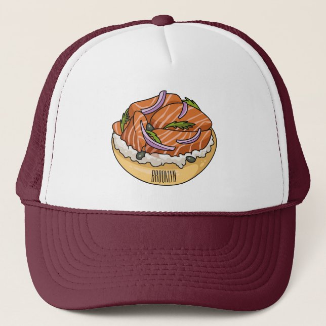 Gorra De Camionero Ilustracion personalizado de bagel de Salmon (Anverso)