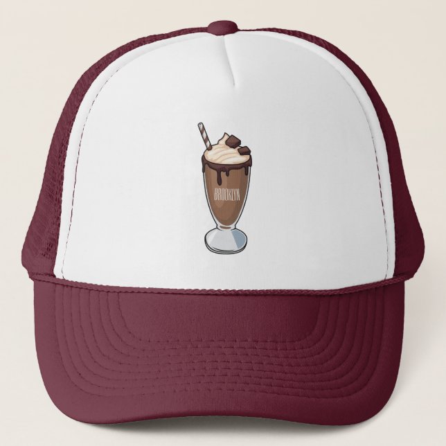 Gorra De Camionero Ilustracion personalizado de batido de chocolate (Anverso)