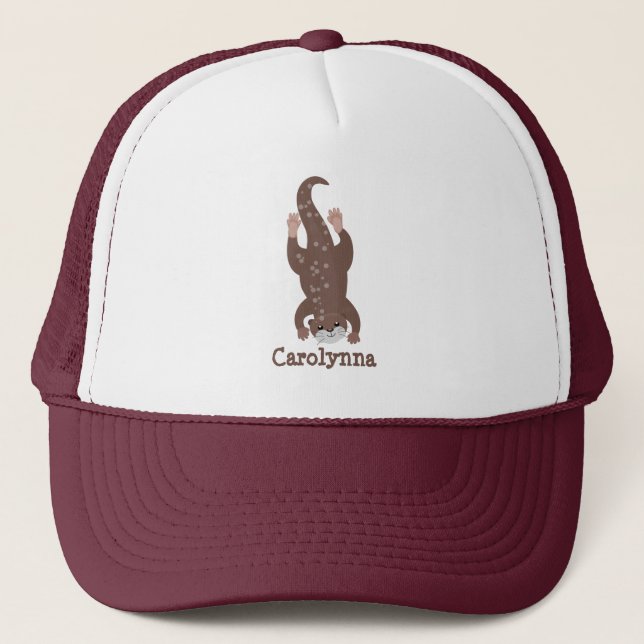 Gorra De Camionero Ilustracion personalizado de buceo con nutria (Anverso)