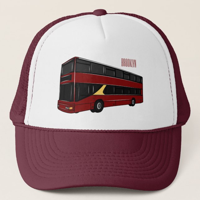 Gorra De Camionero Ilustracion personalizado de bus de dos pisos (Anverso)