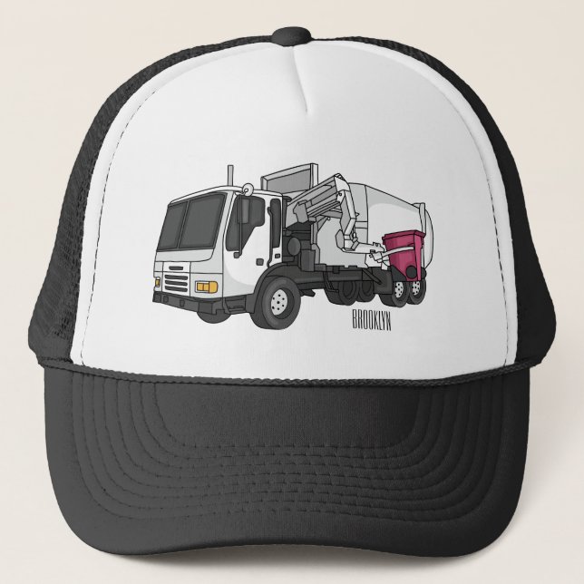 Gorra De Camionero Ilustracion personalizado de camión de basura (Anverso)