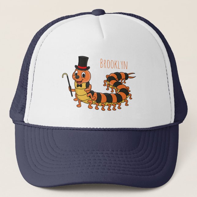 Gorra De Camionero Ilustracion personalizado de centipede gracioso (Anverso)