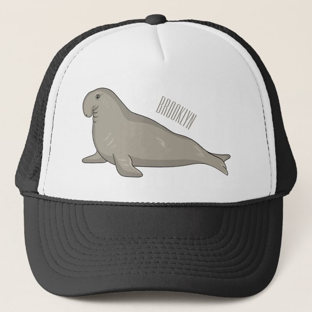 Gorra De Camionero Ilustracion personalizado de focas elefantes (Anverso)
