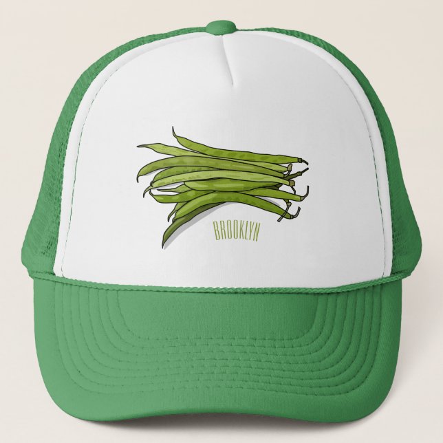 Gorra De Camionero Ilustracion personalizado de frijol verde (Anverso)