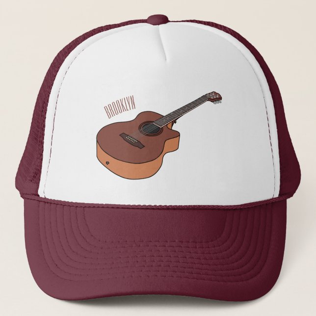 Gorra De Camionero Ilustracion personalizado de guitarra acústica (Anverso)
