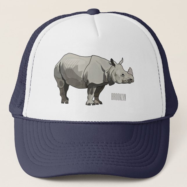 Gorra De Camionero Ilustracion personalizado de Javan rhinoceros (Anverso)