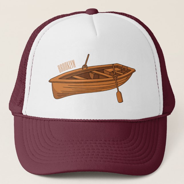 Gorra De Camionero Ilustracion personalizado de lancha dorada (Anverso)
