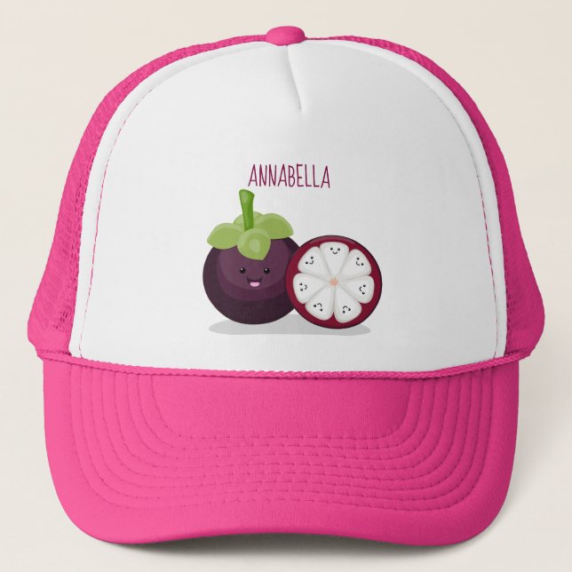 Gorra De Camionero Ilustracion personalizado de mangostino morado (Anverso)
