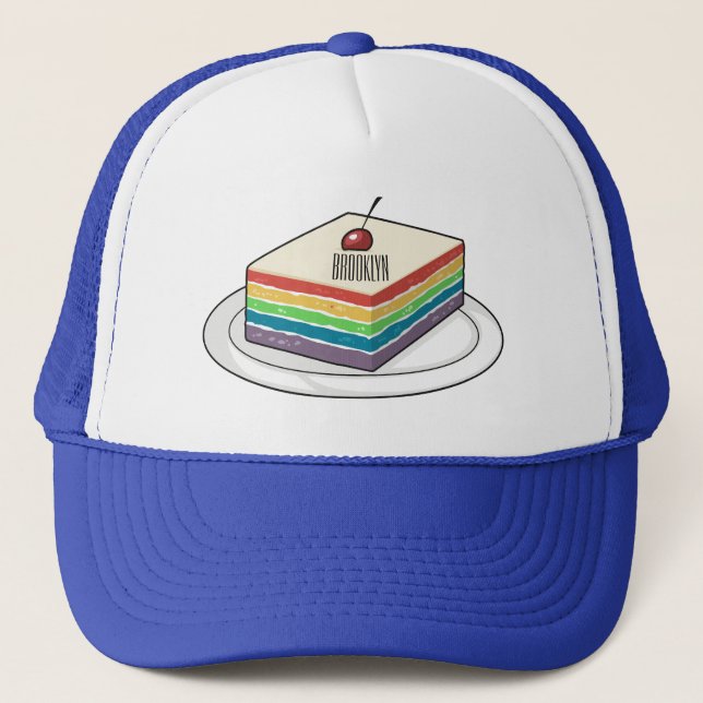 Gorra De Camionero Ilustracion personalizado de pastel de arcoiris (Anverso)