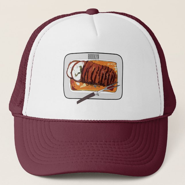 Gorra De Camionero Ilustracion personalizado de pavo asado (Anverso)