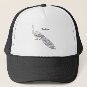 Gorra De Camionero Ilustracion personalizado de pavo real blanco
