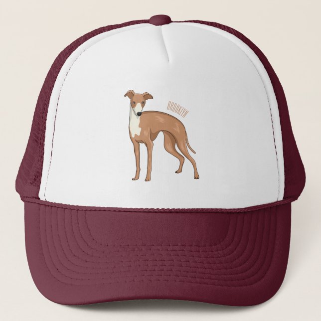 Gorra De Camionero Ilustracion personalizado de perro de Greyhound (Anverso)