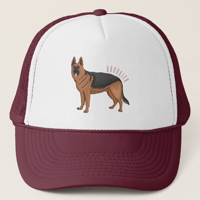 Gorra De Camionero Ilustracion personalizado de perro pastor alemán (Anverso)
