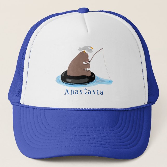 Gorra De Camionero Ilustracion personalizado de pesca de cachorro de  (Anverso)