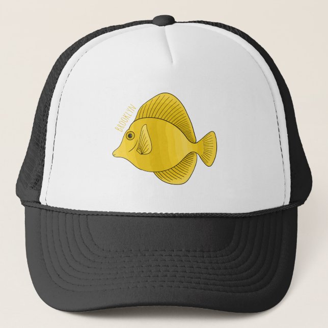 Gorra De Camionero Ilustracion personalizado de pescado tango amarill (Anverso)
