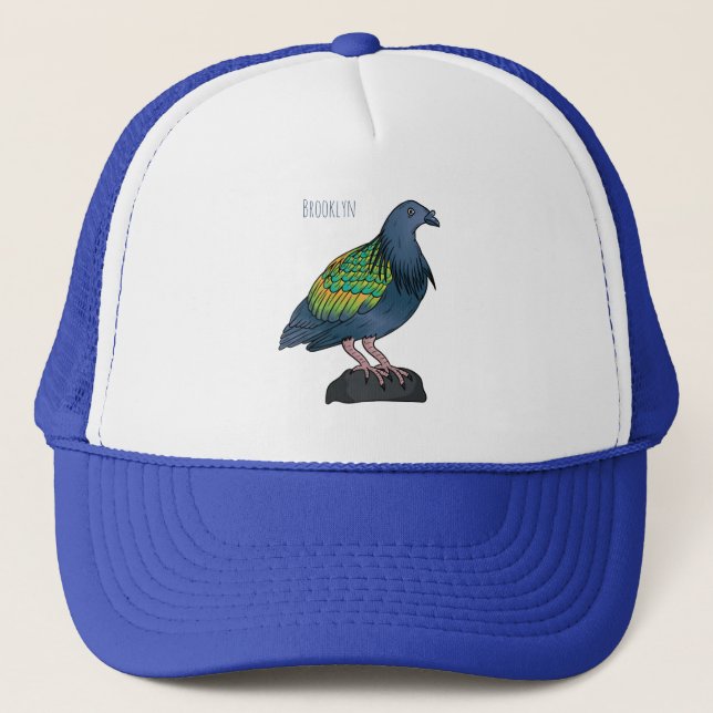Gorra De Camionero Ilustracion personalizado de pichón de Nicobar (Anverso)