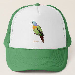Gorra De Camionero Ilustracion personalizado de pichón verde de cuell