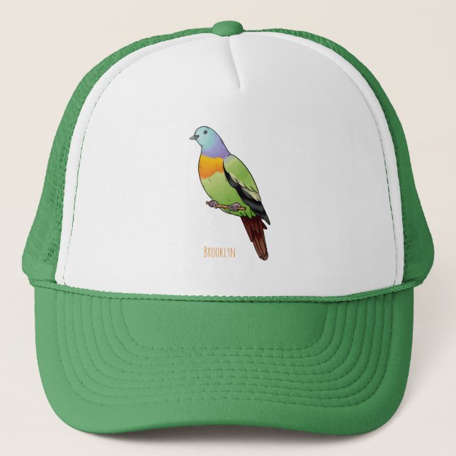 Gorra De Camionero Ilustracion personalizado de pichón verde de cuell (Anverso)