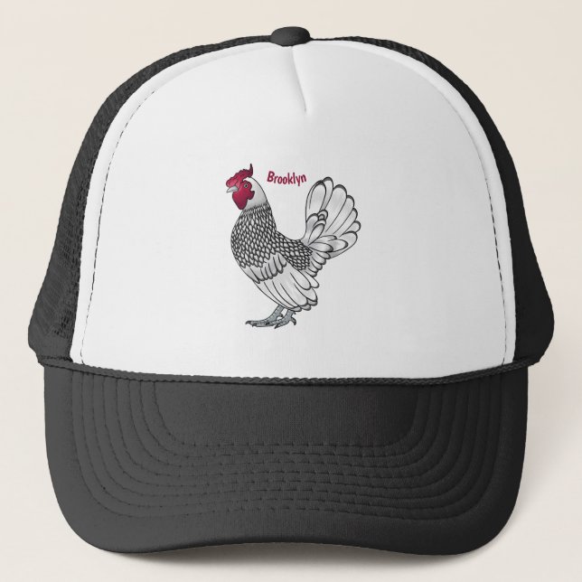 Gorra De Camionero Ilustracion personalizado de pollo de Sebright (Anverso)