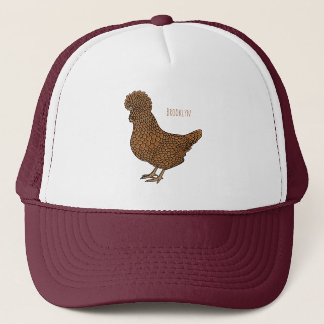 Gorra De Camionero Ilustracion personalizado de pollo polaco Chamois (Anverso)