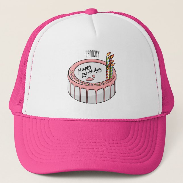 Gorra De Camionero Ilustracion personalizado de torta de cumpleaños (Anverso)