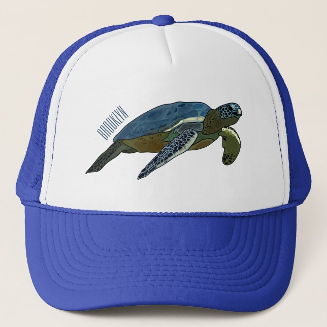 Gorra De Camionero Ilustracion personalizado de tortugas marinas (Anverso)