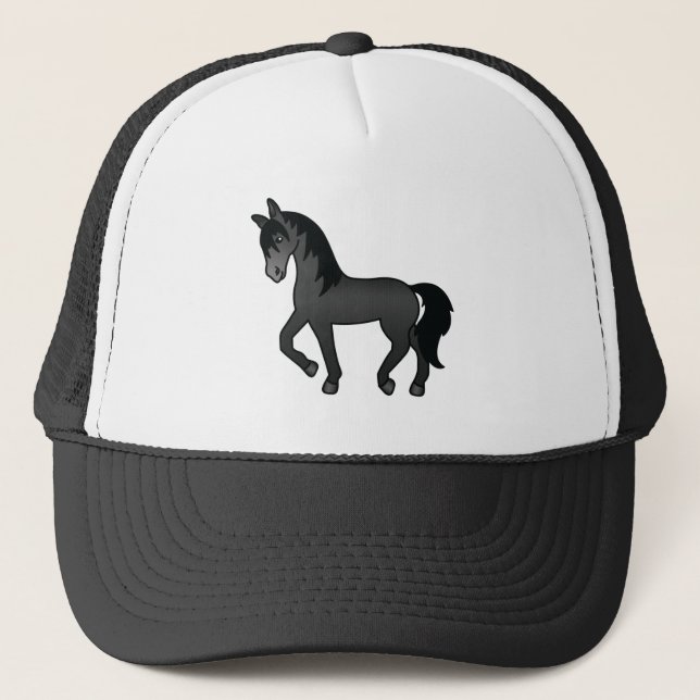 Gorra De Camionero Ilustracion Personalizado de trote negro (Anverso)