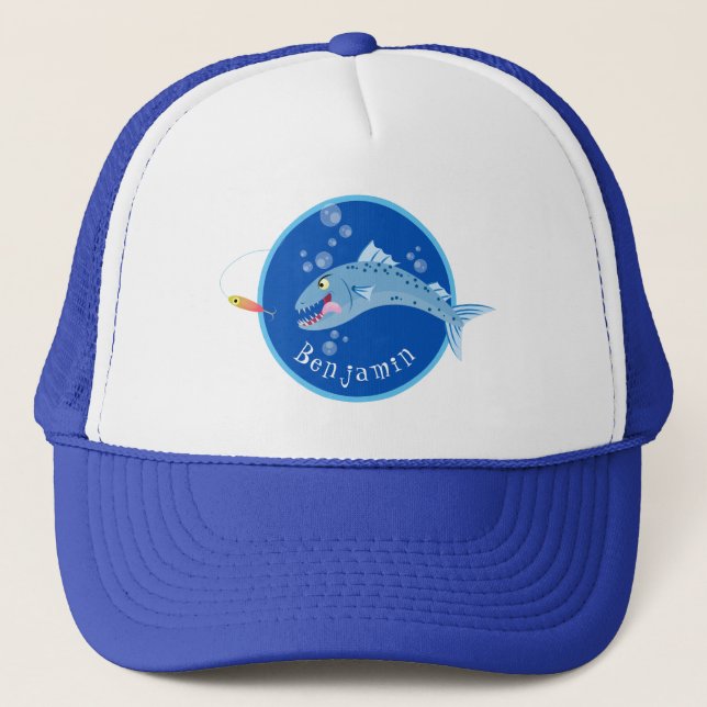 Gorra De Camionero Ilustracion personalizado pescador hambriento de b (Anverso)