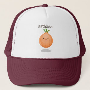 Gorra De Camionero Ilustracion personalizado verde de cebolla marrón