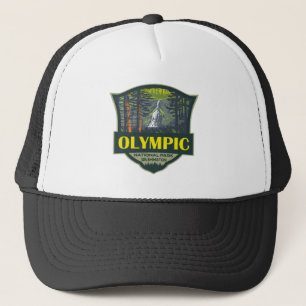 Gorra De Camionero Ilustracion Retro del Parque Nacional Olímpico
