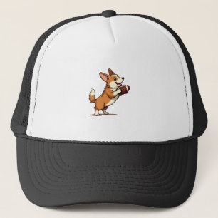 Gorra De Camionero Ilustración Retro Deporte Perro De Fútbol Corgi Vi