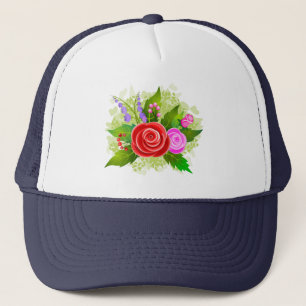 Gorra De Camionero Ilustracion Rosa Flores