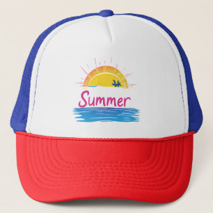 Gorra De Camionero Ilustracion Sunset Summer Beach