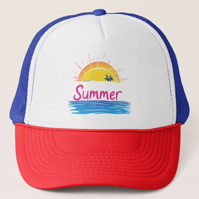 Gorra De Camionero Ilustracion Sunset Summer Beach (Anverso)