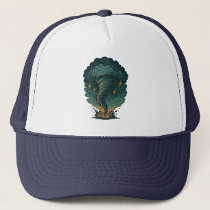 Gorra De Camionero Ilustracion Tornado Storm   Relámpago poderoso
