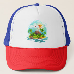 Gorra De Camionero Ilustracion tropical con vistas al océano