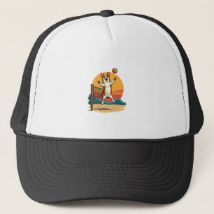 Gorra De Camionero Ilustración vectorial de voleibol Corgi Vintage Re