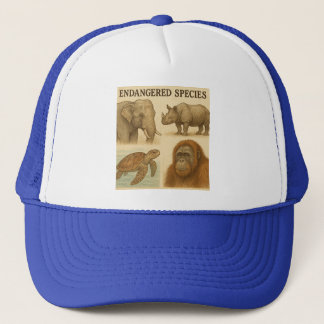 Gorra De Camionero Ilustracion vintage de especies en peligro de exti